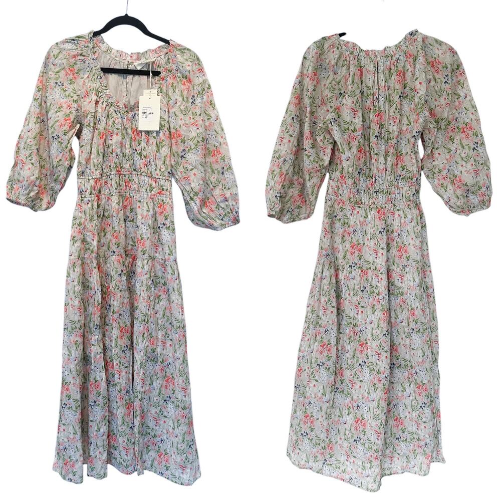 The Great Moonstone Ivory Floral Long Sleeve Boho Midi Dress Size 4 Cottagecore - Picture 10 of 11